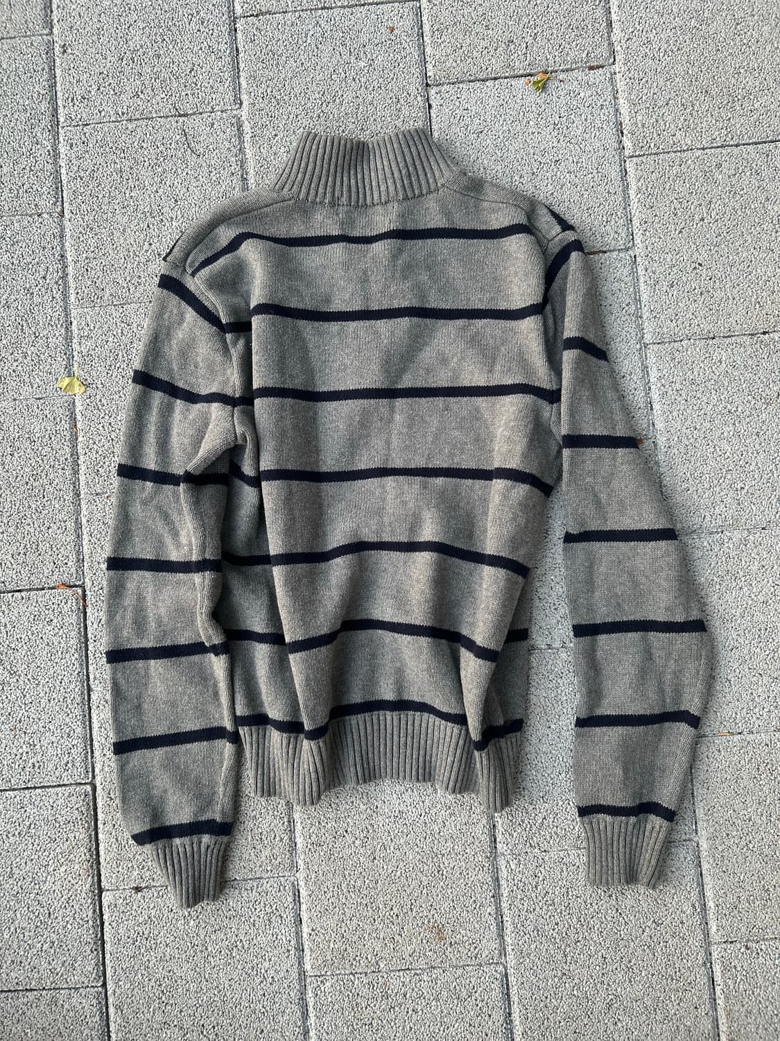 2000s polo 폴로 그레이 스트라이프 반집업 니트 상품이미지2