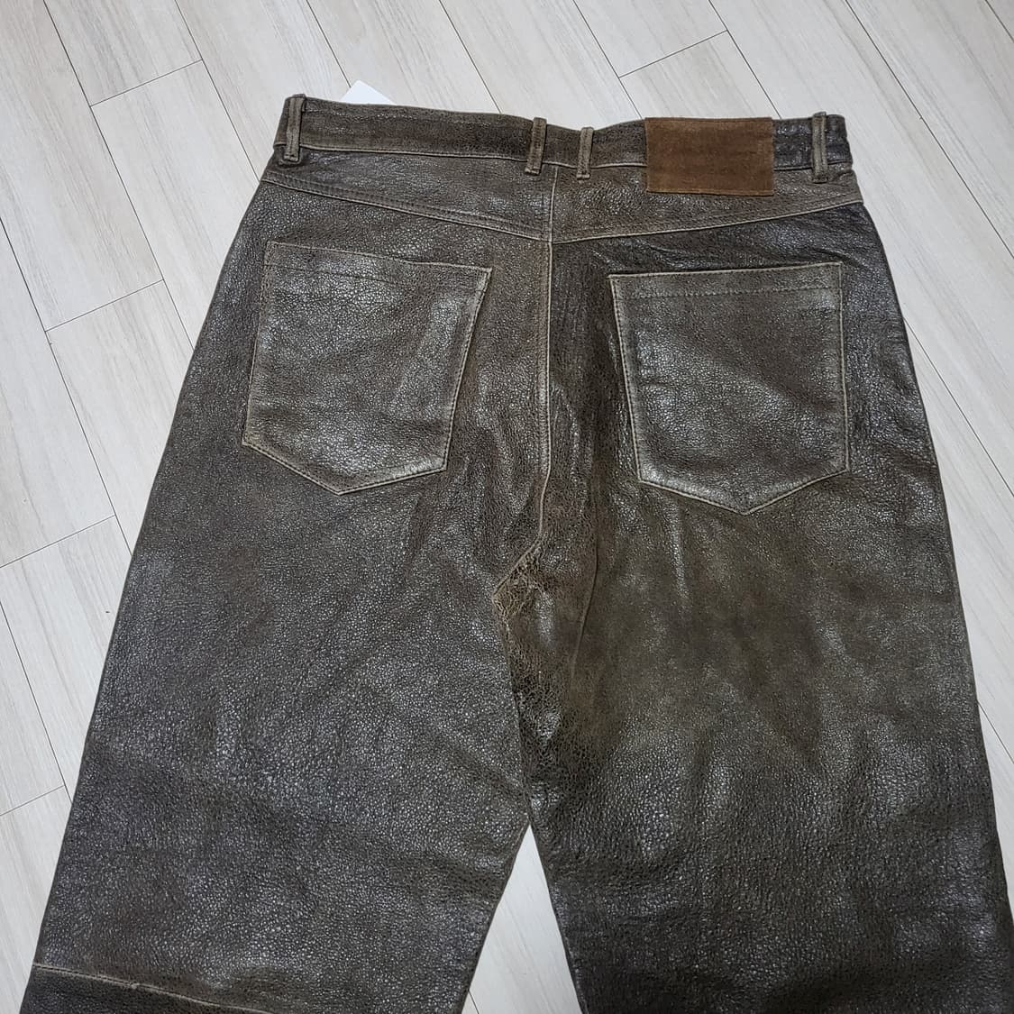 (42) 새상품 zara 자라 가죽바지 페이드 이펙트 레더 트라우저 상품이미지8