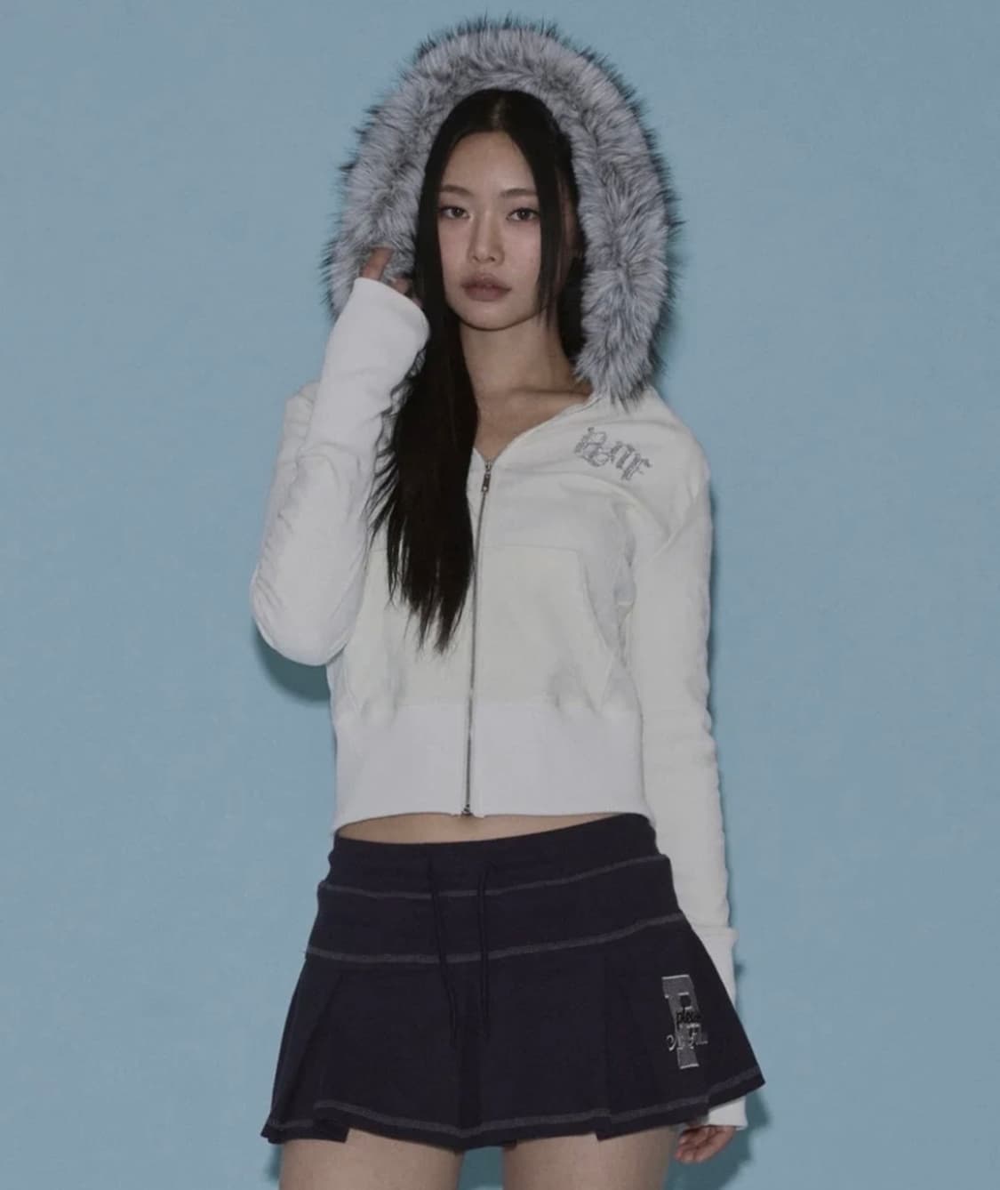 플리즈노팔로우 플노팔 마리퍼 화이트 Mari Fur Hoodie Jack 상품이미지1