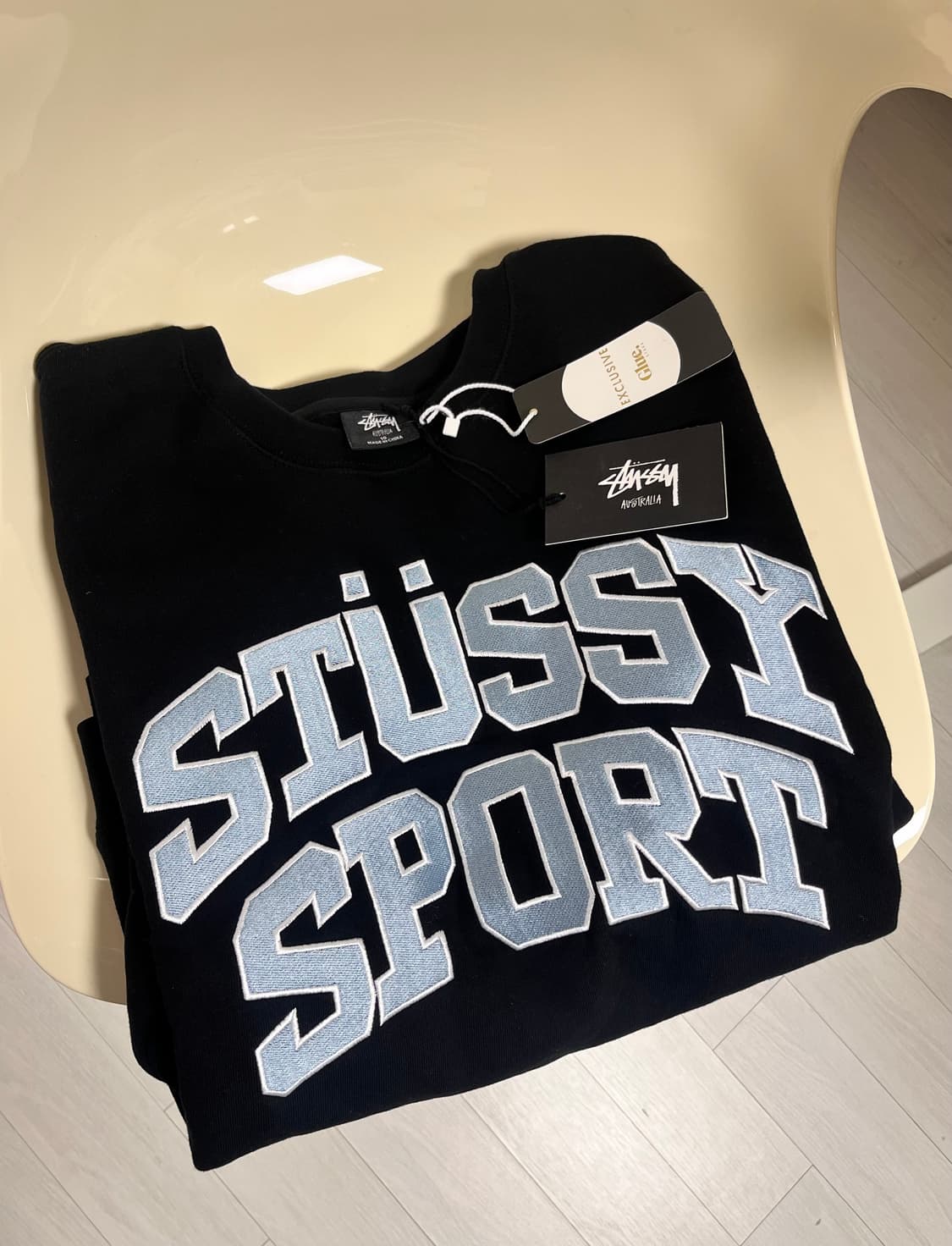 (택포함새상품/미착용) 스투시 스포츠 오버사이즈 크루넥 워시드 블랙 /  상품이미지3