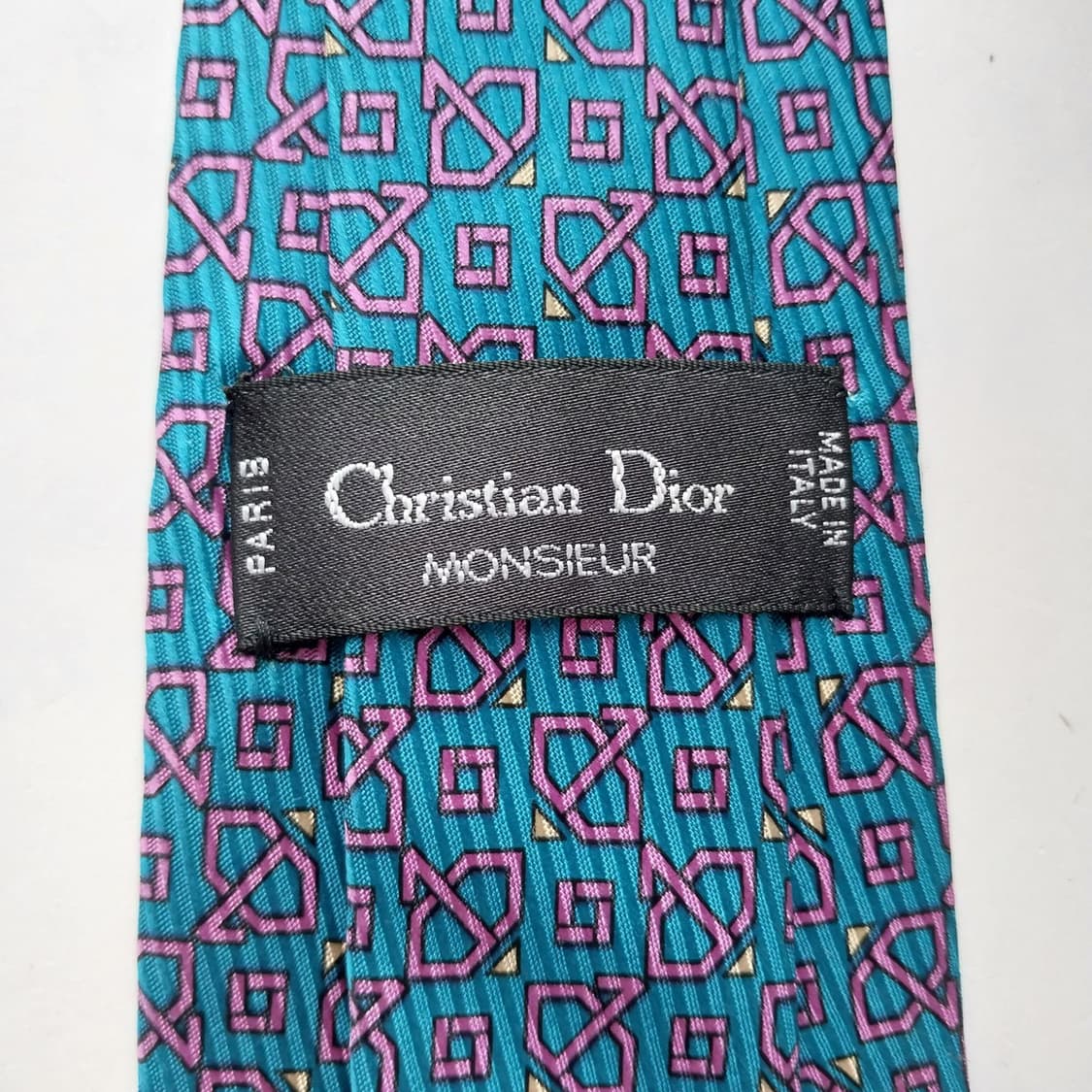 크리스찬 디올 실크 블루 기하 패턴 넥타이 8.6cm A+등급 K2235 상품이미지9