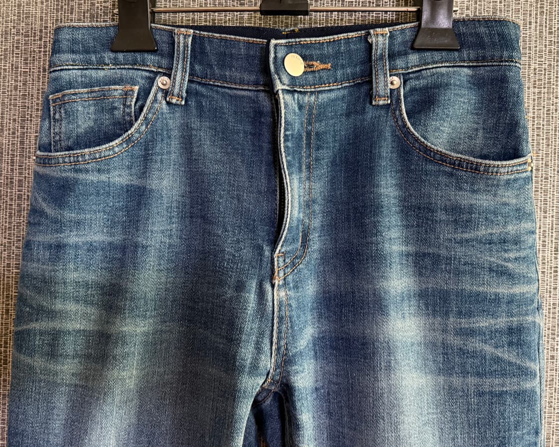 시에로 siero 밑단 내추럴 컷팅 허리 속밴딩 중청 일자 데님 팬츠 상품이미지2