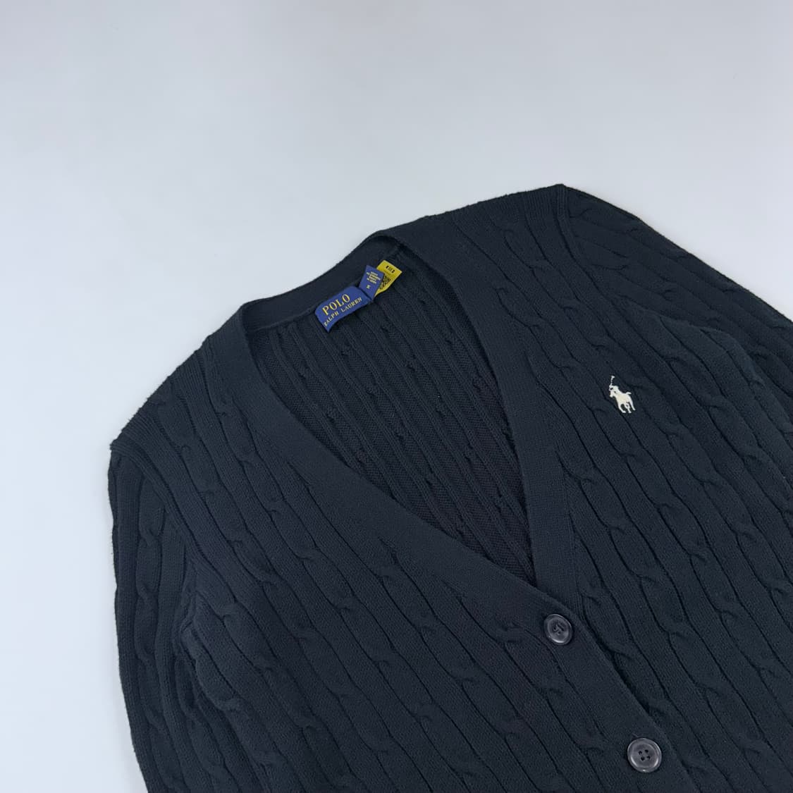 폴로 랄프로렌 블랙 케이블 니트 가디건 qr인증정품 상품이미지2