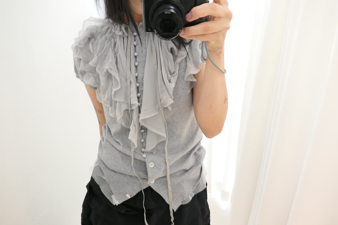 Silk frill covered button cardigan  상품이미지9