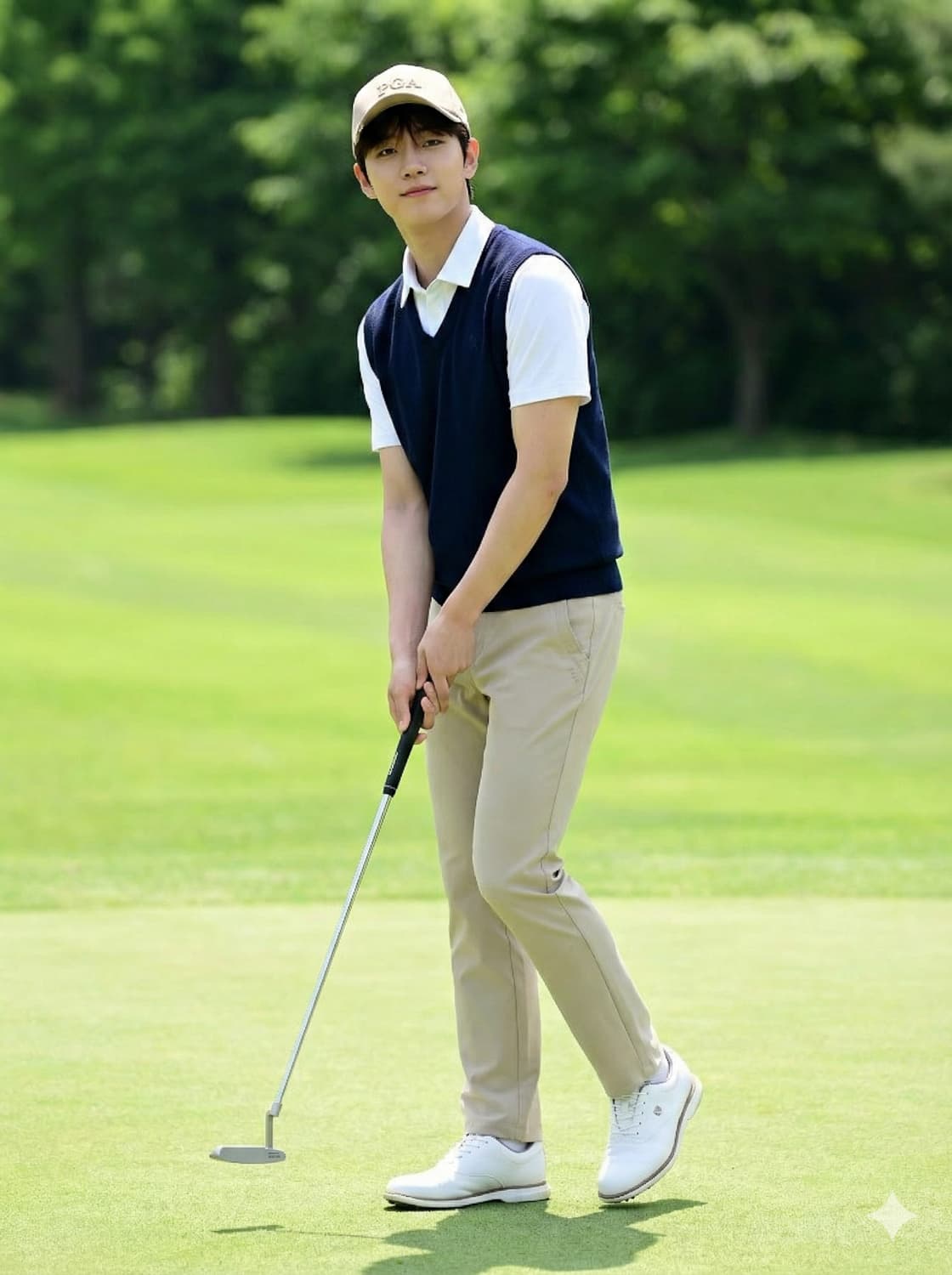 PGA TOUR 베이지 기능성 골프 팬츠 상품이미지1