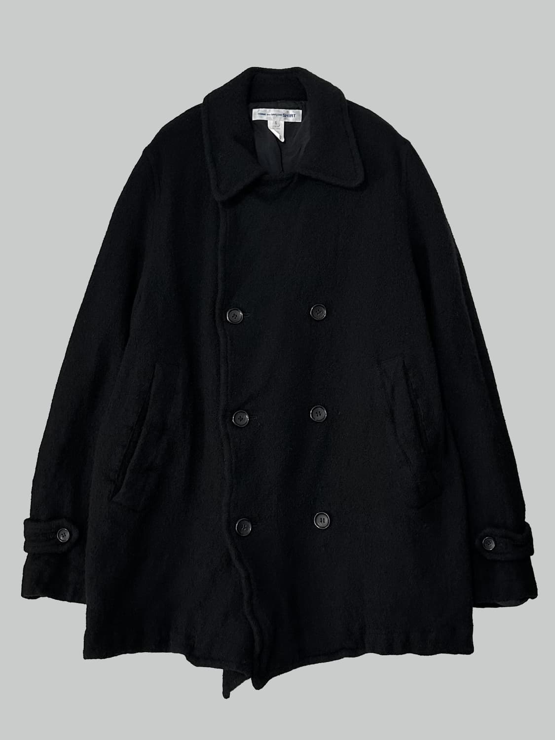 꼼데가르송 셔츠 축융 울 피코트 블랙 상품이미지4