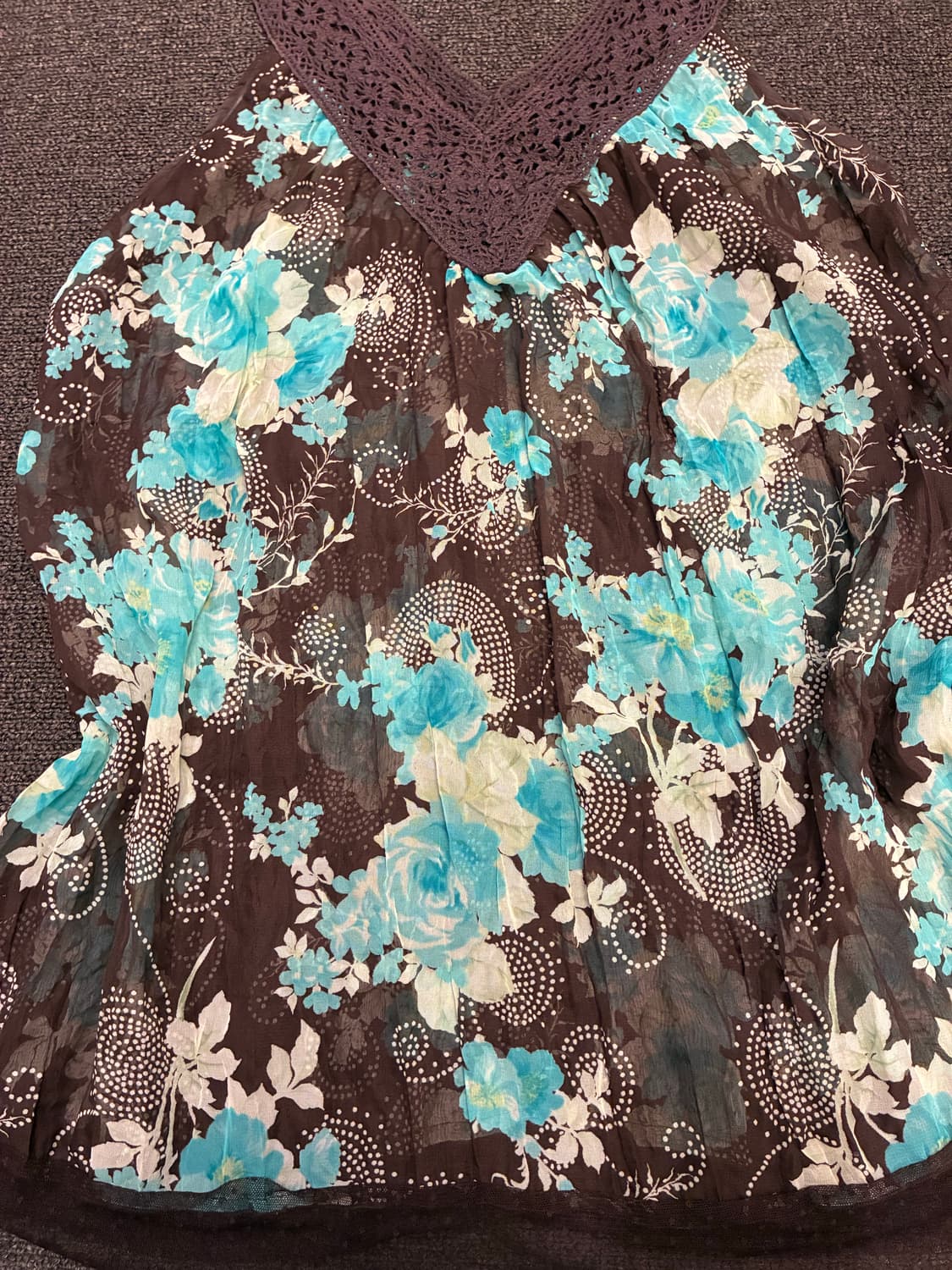 OS)Japanese vintage 여성 꽃무늬 시스루 슬리브리스 상품이미지4