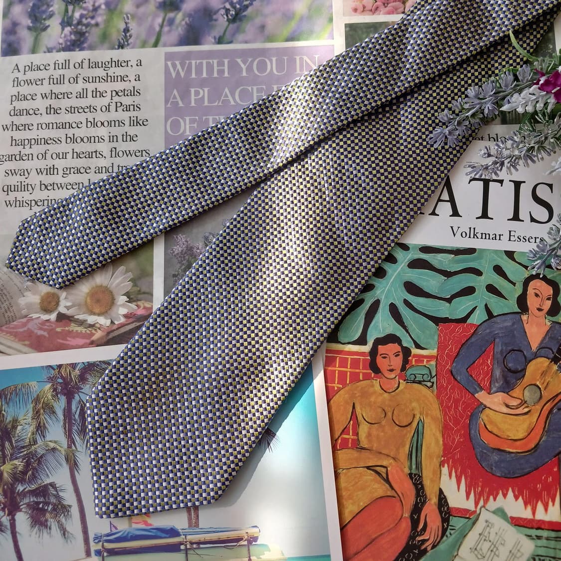 알테아 실크 블루&골드 체크 넥타이 9.1cm A등급 A18876
 상품이미지3