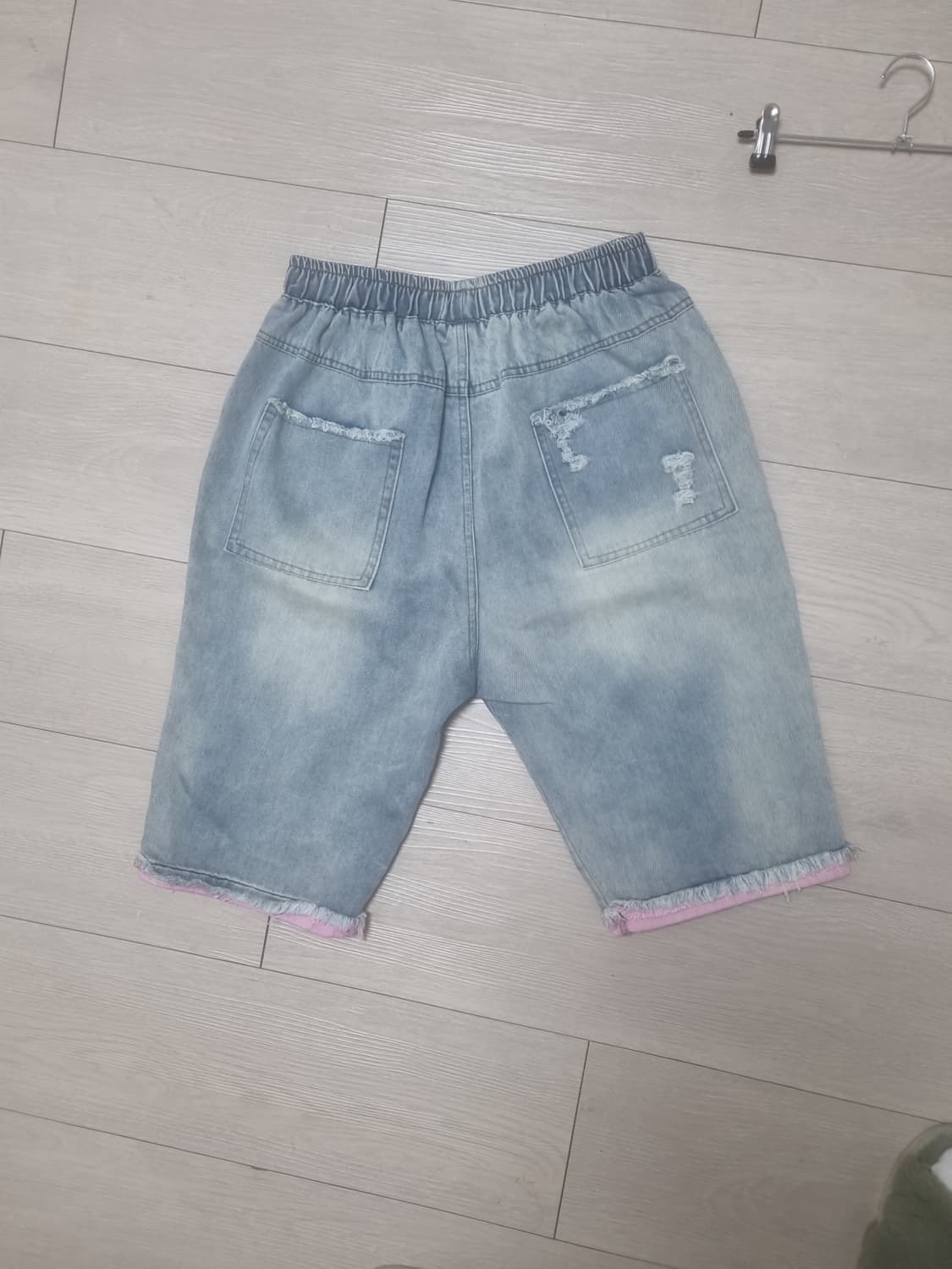 빈티지 자수 데님 연청 반바지 상품이미지5