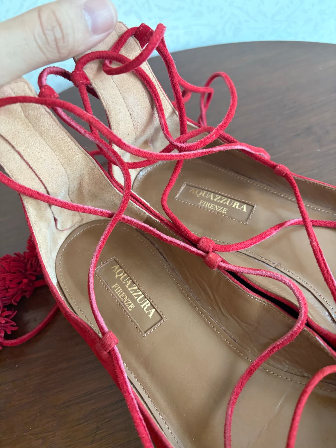 Aquazzura 스웨이드 테슬 발레리나 플랫슈즈 상품이미지6