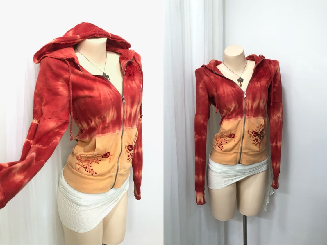 oriental red floral embroidery 후드집업 상품이미지2