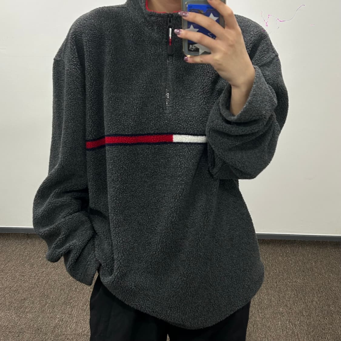 Tommy Hilfiger 타미힐피거 반집업 차콜 후리스  상품이미지2