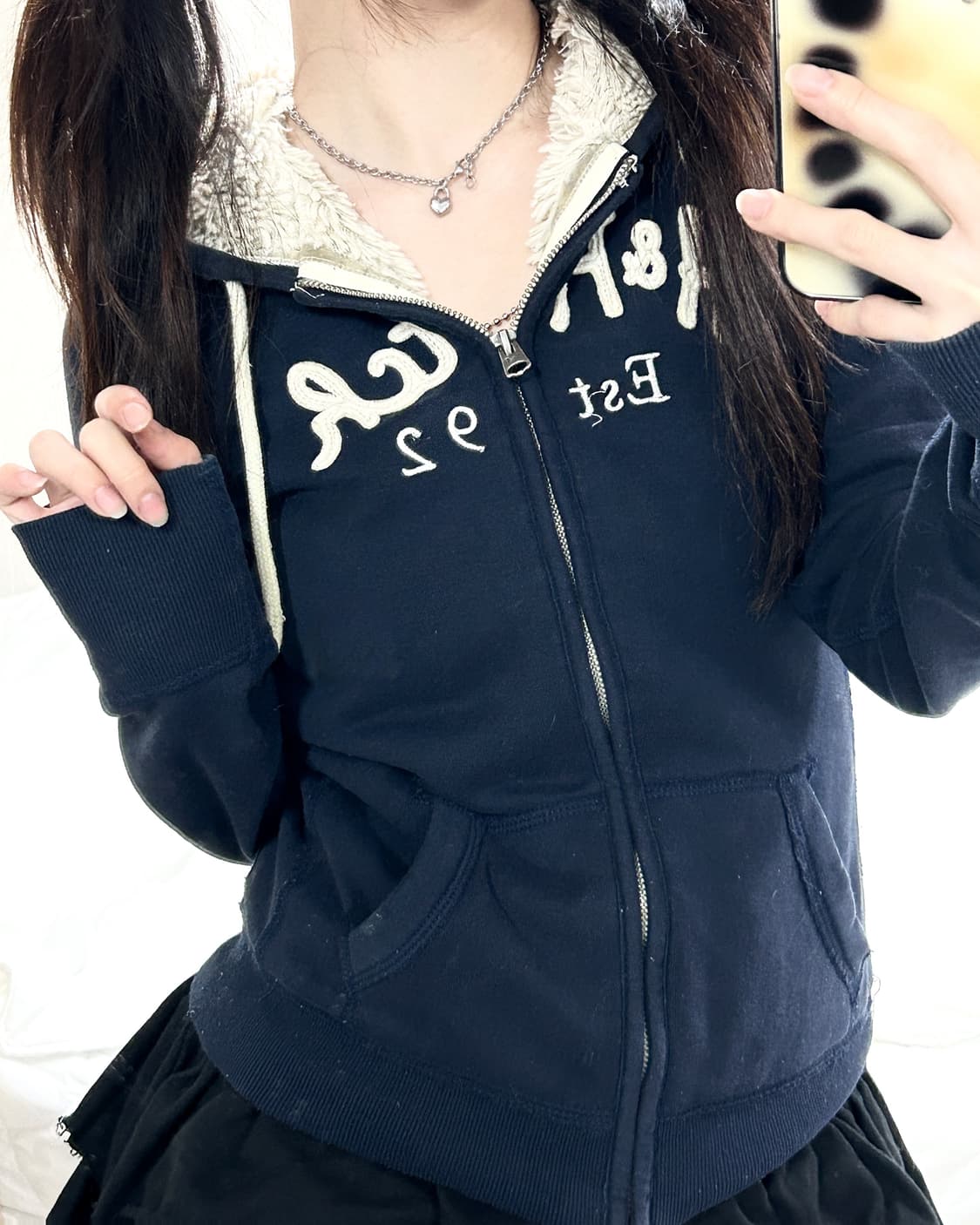 아베크롬비 네이비 양털 후드집업 상품이미지2