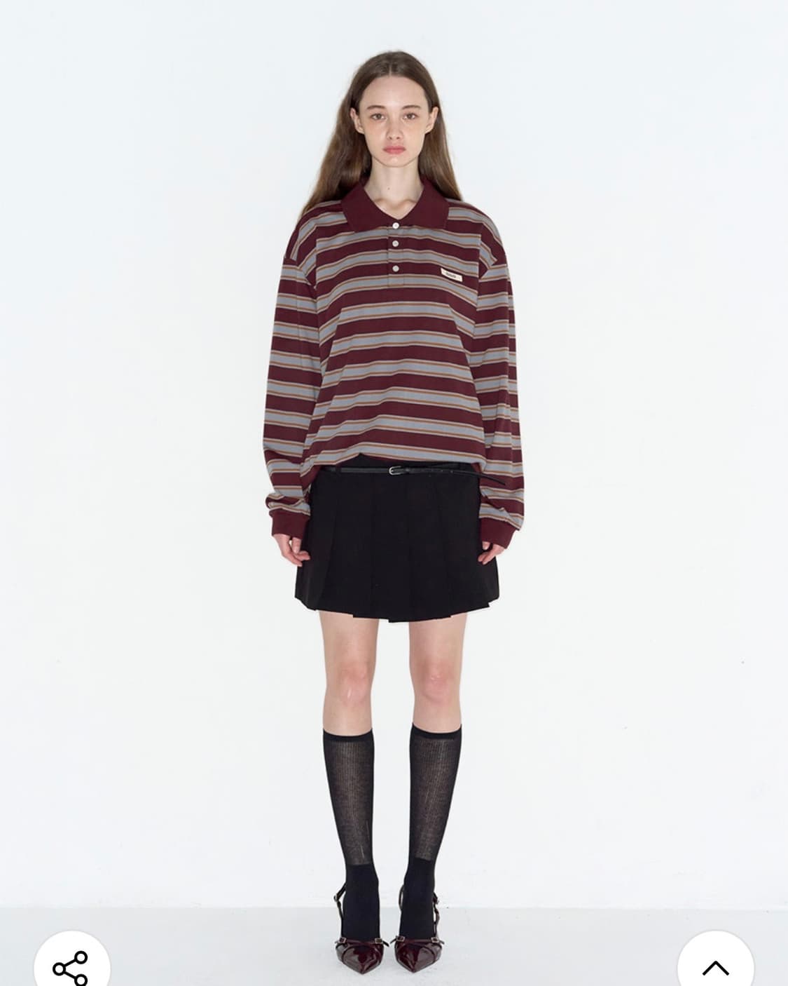락케이크 Striped Polo T-shirt wine색 상품이미지2