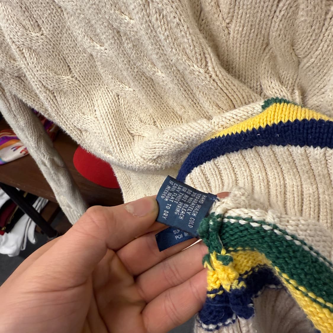 90s 폴로 랄프로렌 프레피 클래식 크리켓 니트 아이보리 N42 상품이미지6