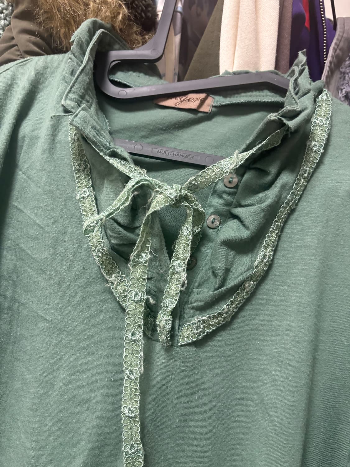 빈티지 모리걸 그린 리본 블라우스 이너🍵🧤 상품이미지2