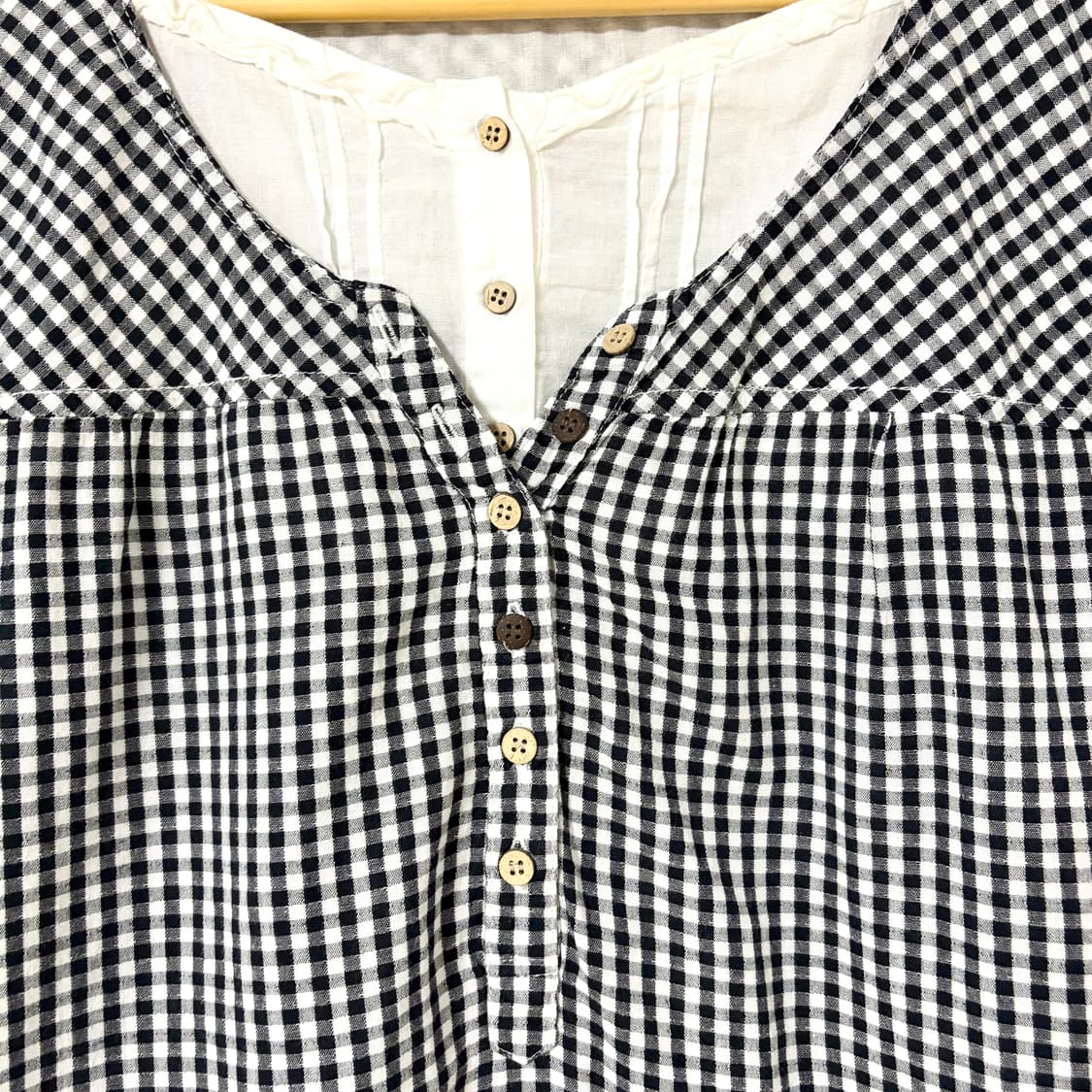 Navy natural 모리 체크 블라우스 상품이미지3