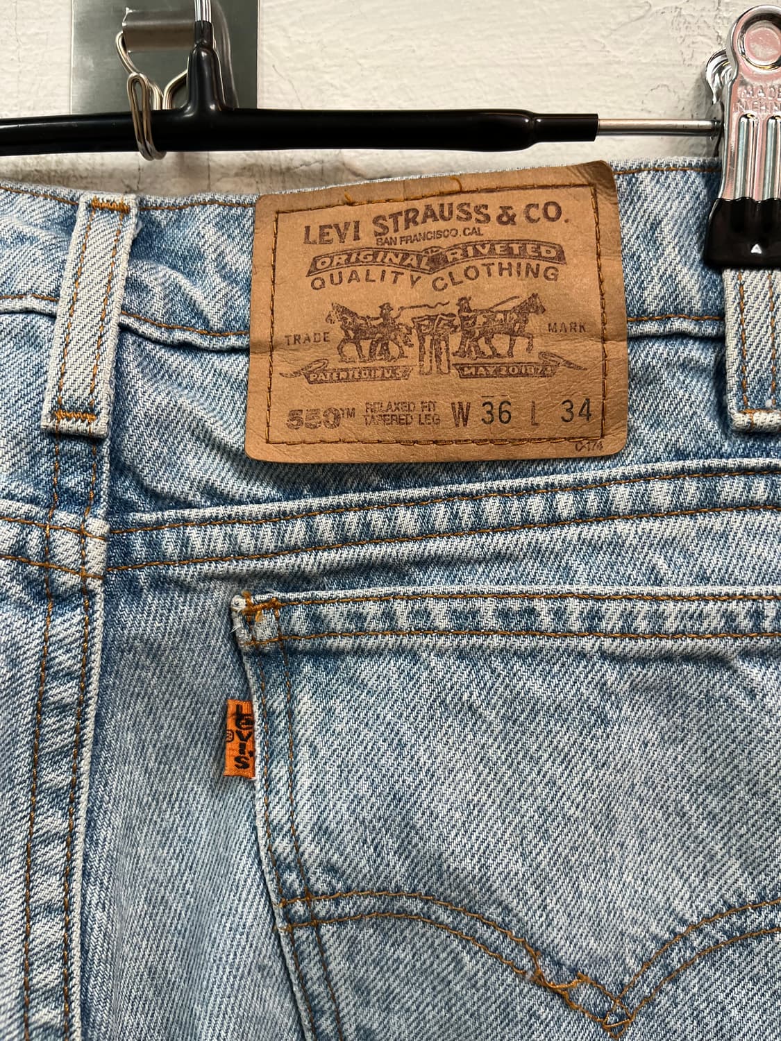 Levis 550 릴렉스드 테이퍼드 워싱 데님 진 36x34 상품이미지10