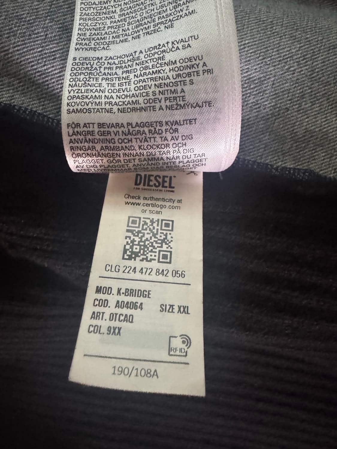 디젤 k-브릿지 자켓 블루 블랙 상품이미지5