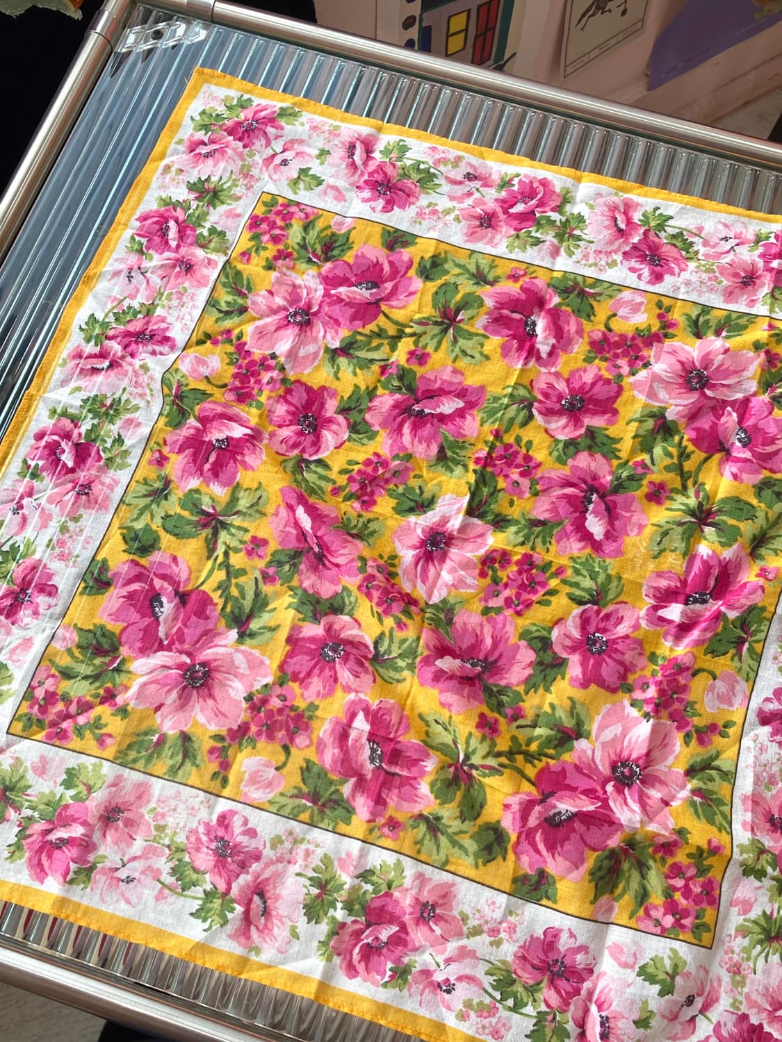 빈티지 플라워패턴 오렌지 손수건 상품이미지2