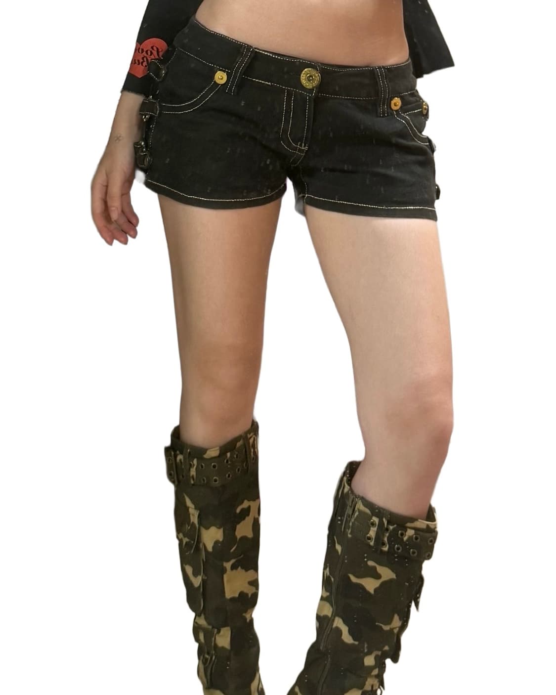 빈티지 갸루st 데님 링 숏츠 상품이미지4