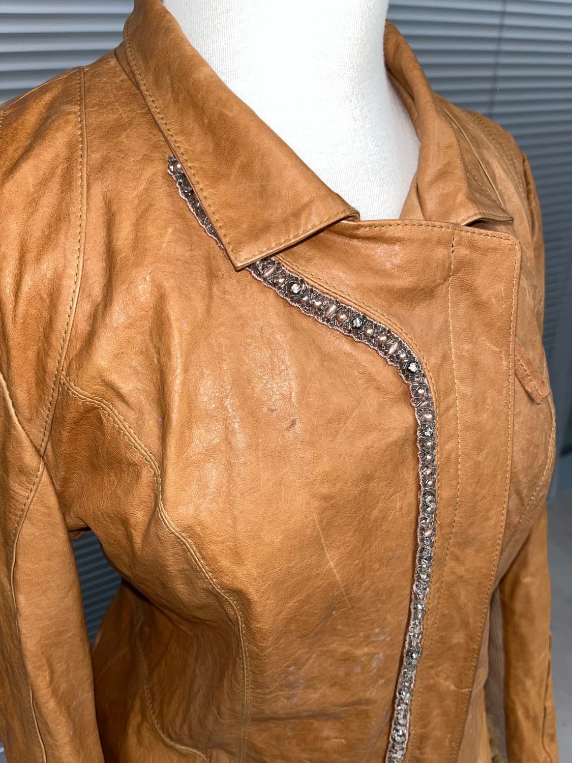 Japanese vintage orange leather jacket 상품이미지4