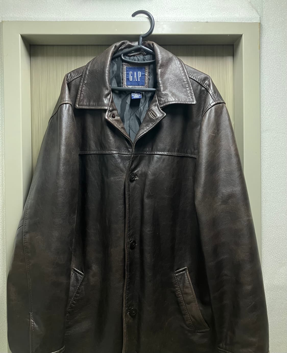 Old gap 올드갭 레더 카코트 다크브라운 L사이즈 상품이미지2