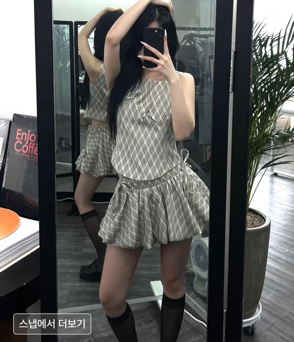 카시코 kashiko 페어리 리본 버블 스커트 체크 상품이미지4