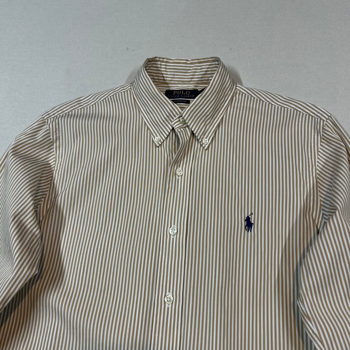 S) 폴로 랄프로렌 클래식핏 스트라이프 셔츠 큐알탭 신형 상품이미지3