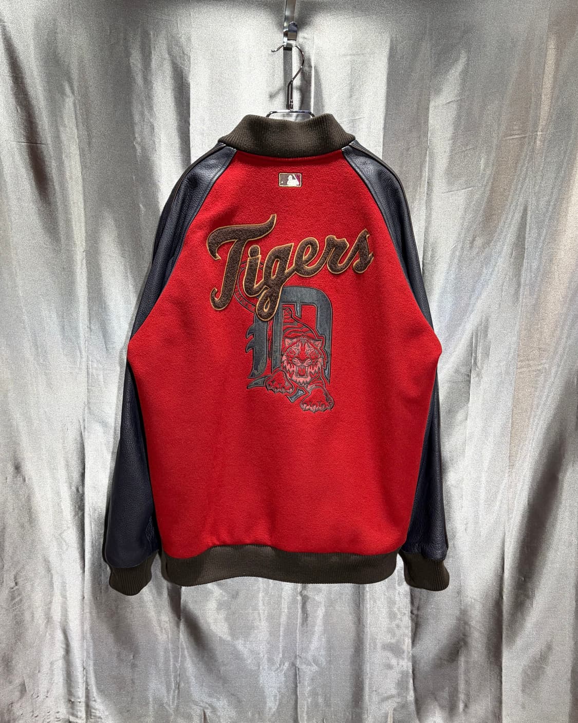 L MLB 메이저리그 타이거 빅로고 레더 울 바시티 상품이미지3