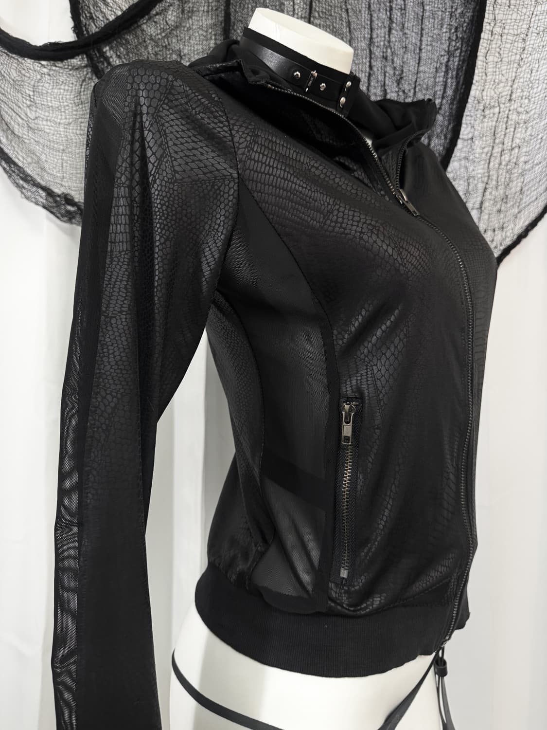  snake skin see through hood zip up 상품이미지3
