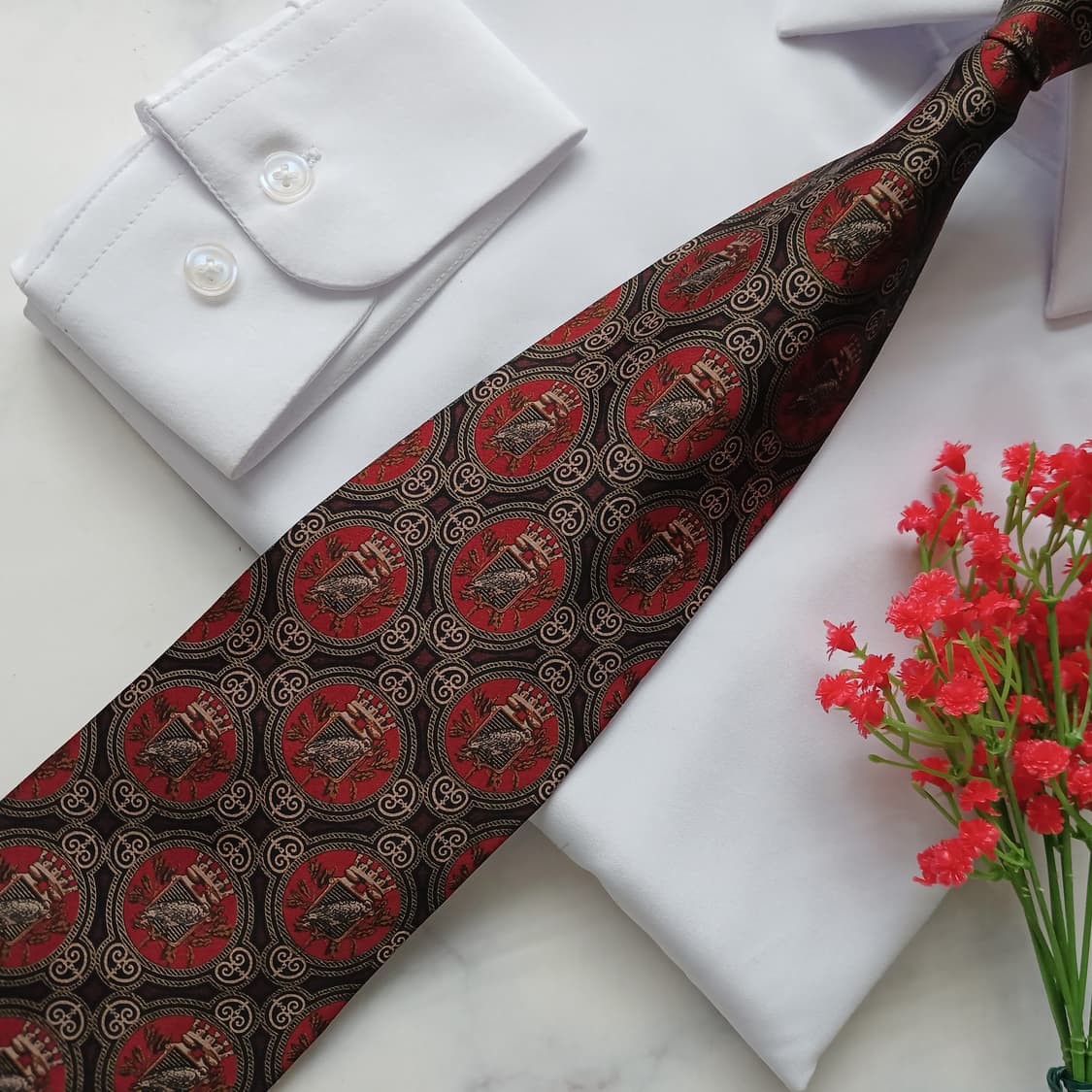 지안프랑코 페레 와인 매 모티브 패턴 넥타이 9cm S~A+등급 E928 상품이미지7