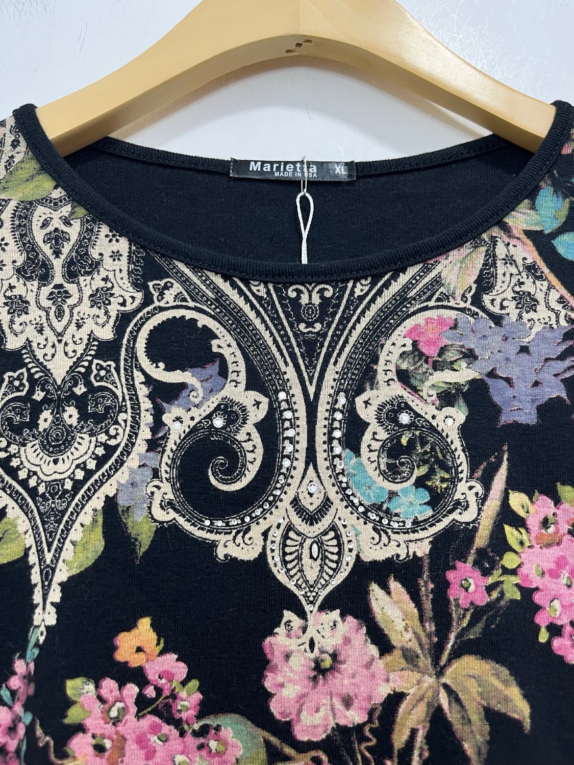 오리엔탈 페이즐리 플라워 큐빅 롱슬리브 티셔츠  상품이미지3