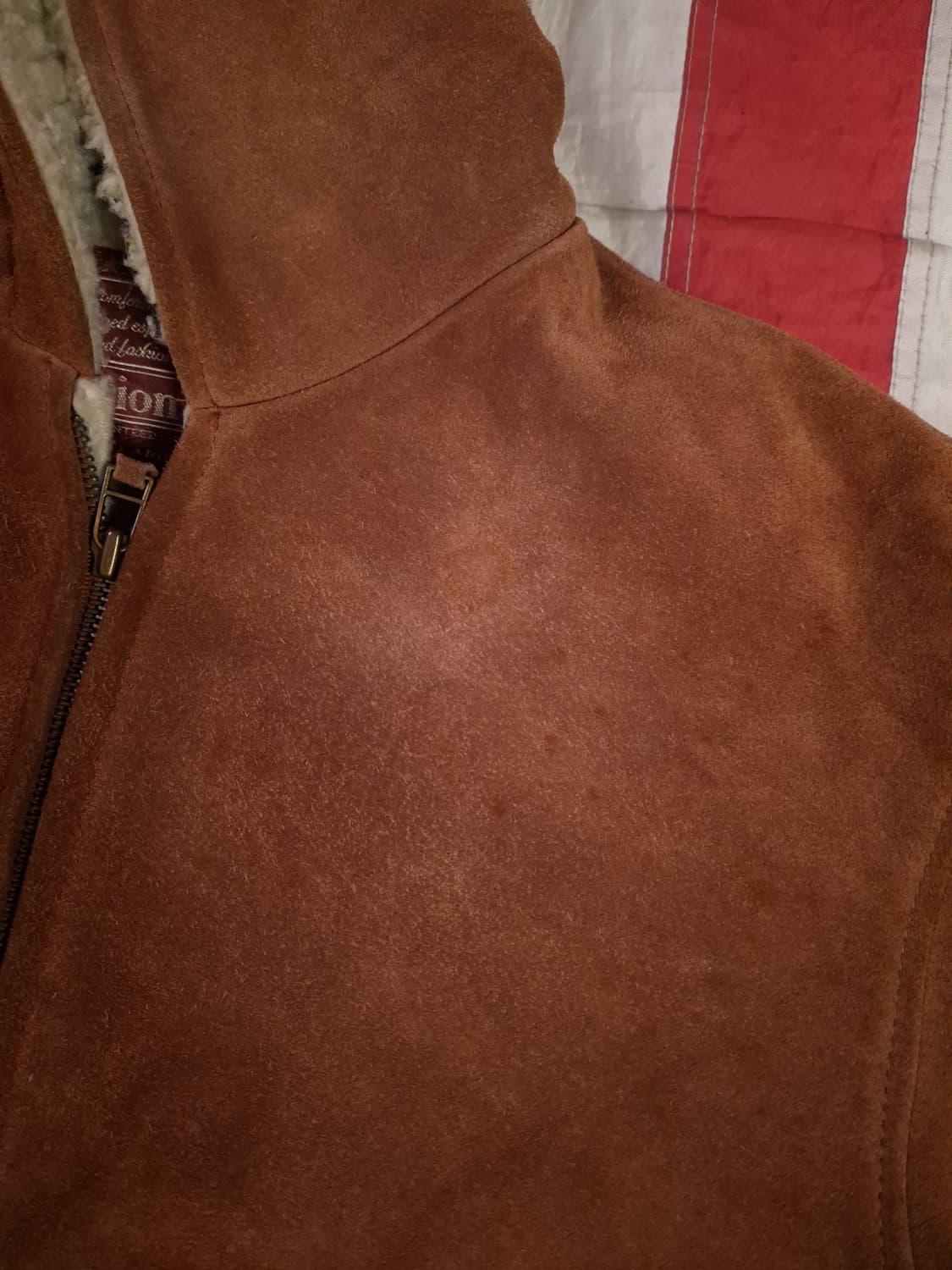 90's 일본판 빈티지 리얼 스웨이드 후드 쉐르파 자켓 상품이미지5