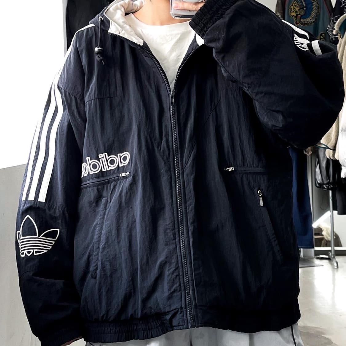 아디다스 90‘s 더블 트레포일 나일론 후드 점퍼  상품이미지2