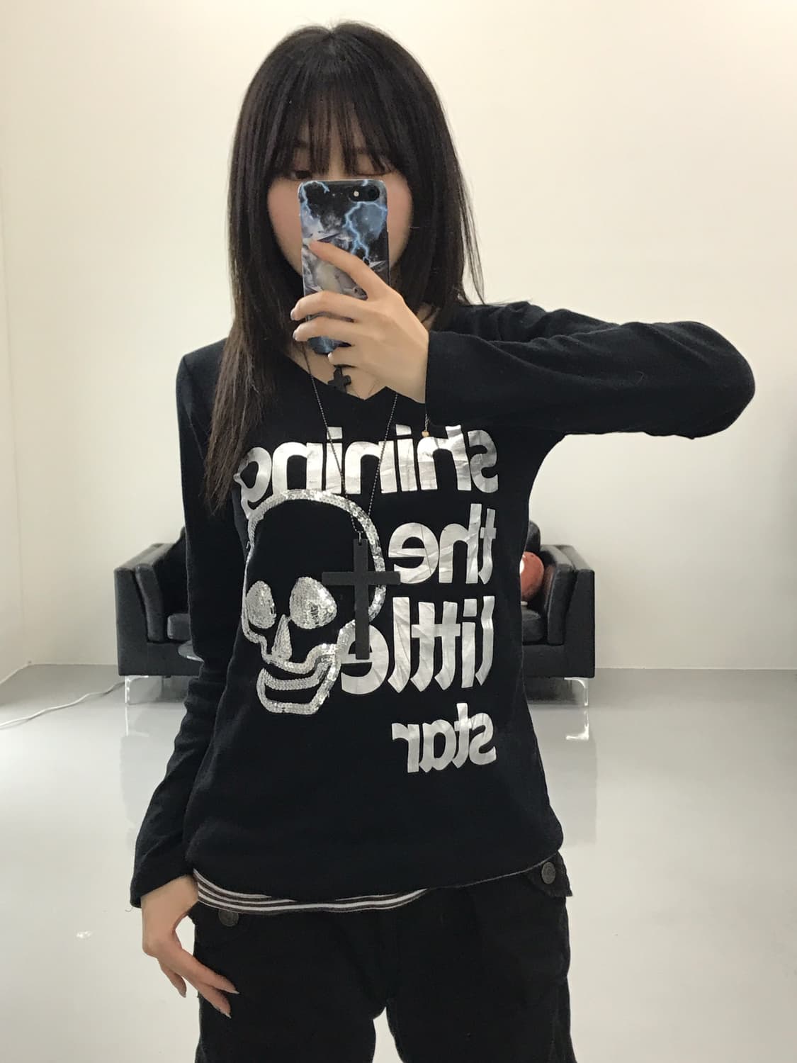 Jpn Skull Graphic Long Sleeve T-Shirts 상품이미지1