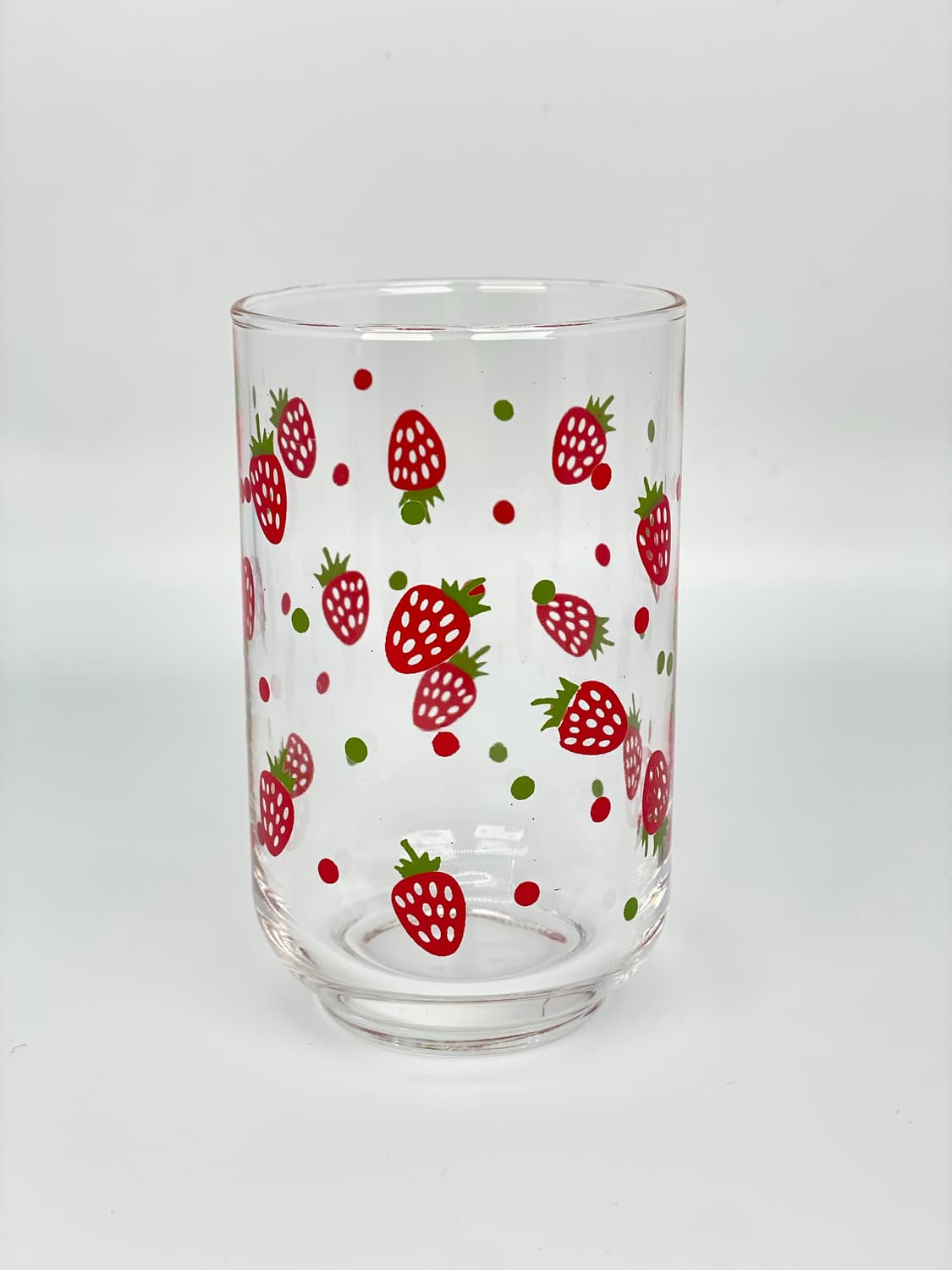 빈티지 딸기 땡땡이 프린팅 유리컵 상품이미지1