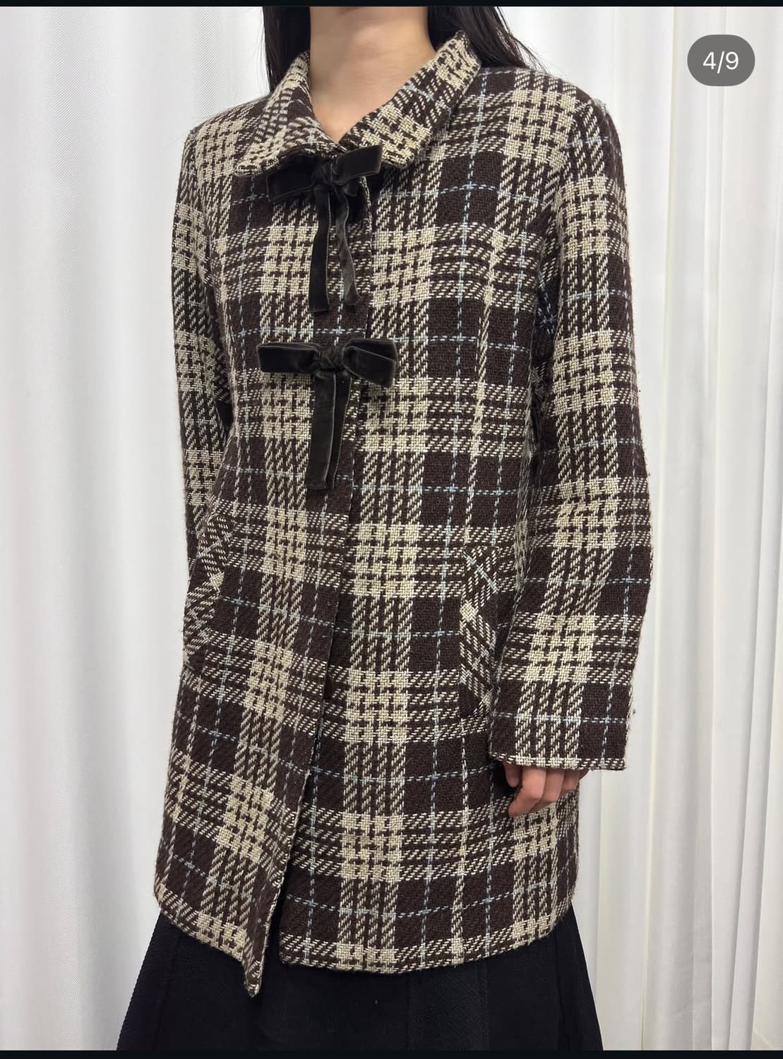 check ribbon wool coat 상품이미지4