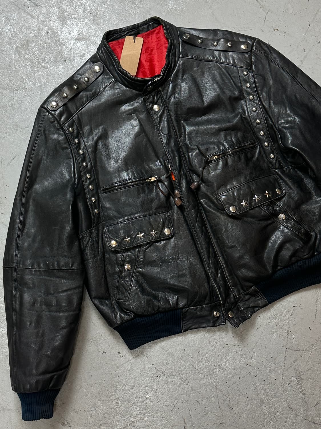90's 빈티지 스터드 레더 봄버 빈티지 레더 자켓 상품이미지5