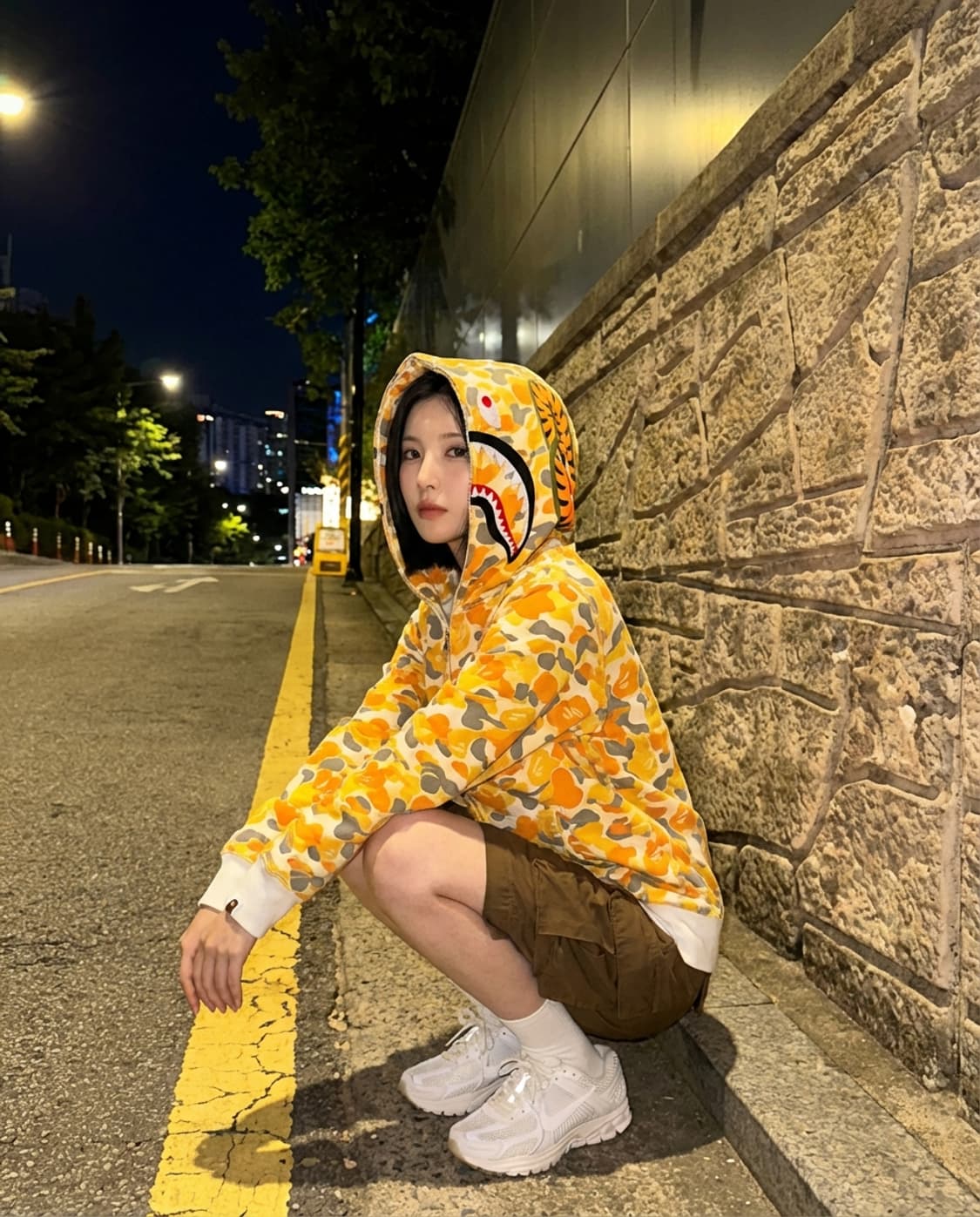 BAPE 샤크 풀집업 후드 (오렌지 카모) 상품이미지2