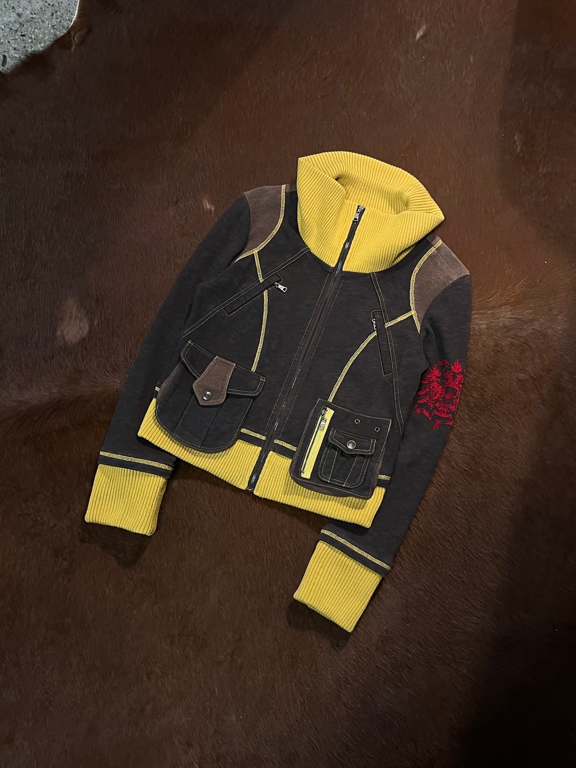 빈티지 하이넥 배색 자켓 상품이미지2