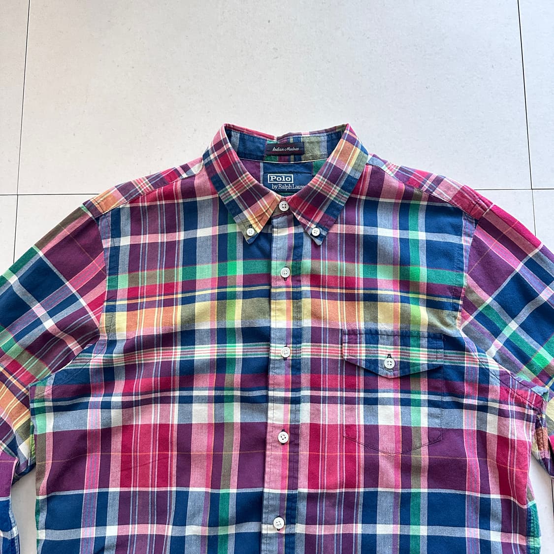 폴로 랄프로렌 인도 마드라스 체크 셔츠 L 상품이미지2