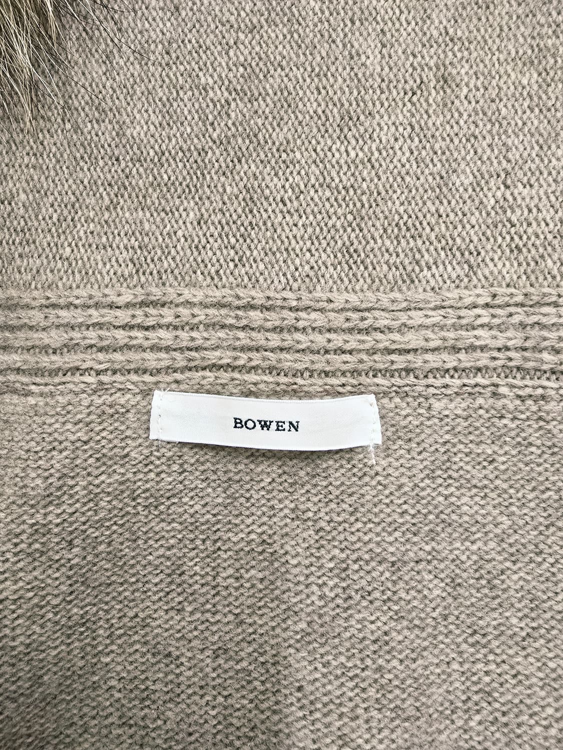 BOWEN 보웬 폭스퍼카라 숄 가디건 베이지 상품이미지9