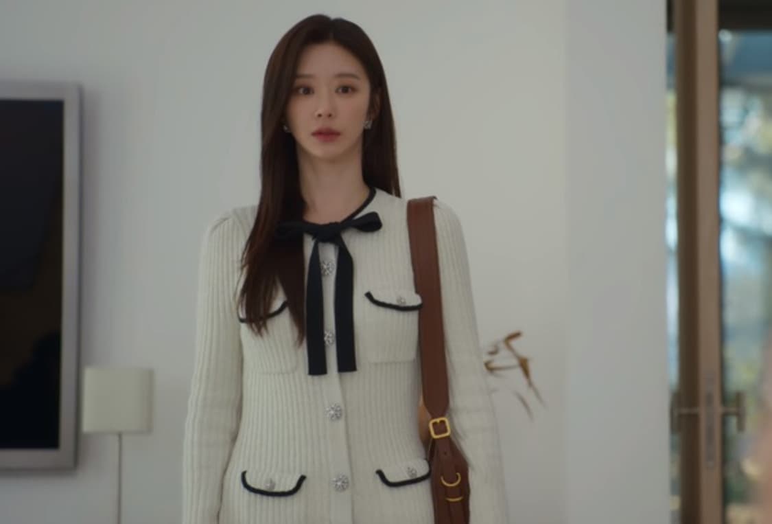 셀프포트레이트 이주빈 원피스 보우넥 루넥스 니트 미니 아이보리 상품이미지2