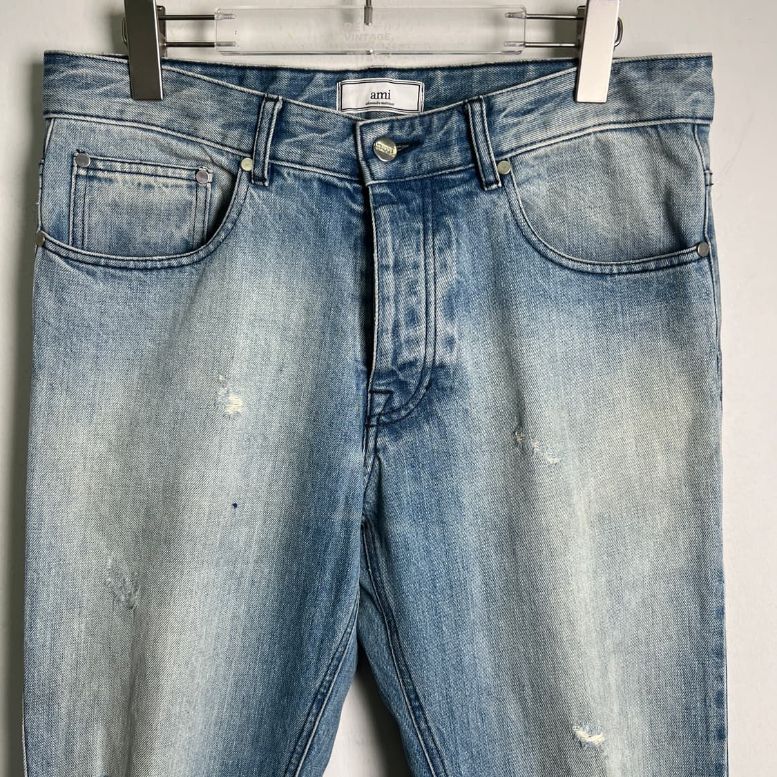 15SS AMI 아미 디스트로이드 워싱 슬림 데님 팬츠 32 상품이미지5