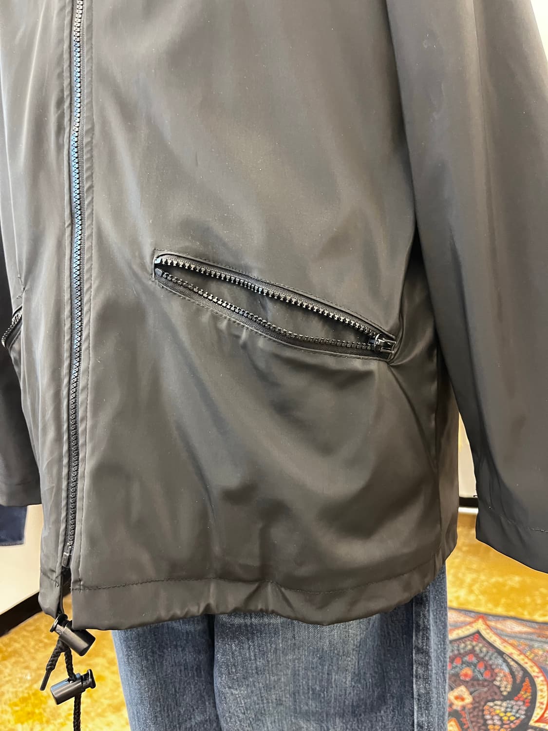 아르마니 진스 러버 쉘 후드 자켓 블랙 상품이미지4