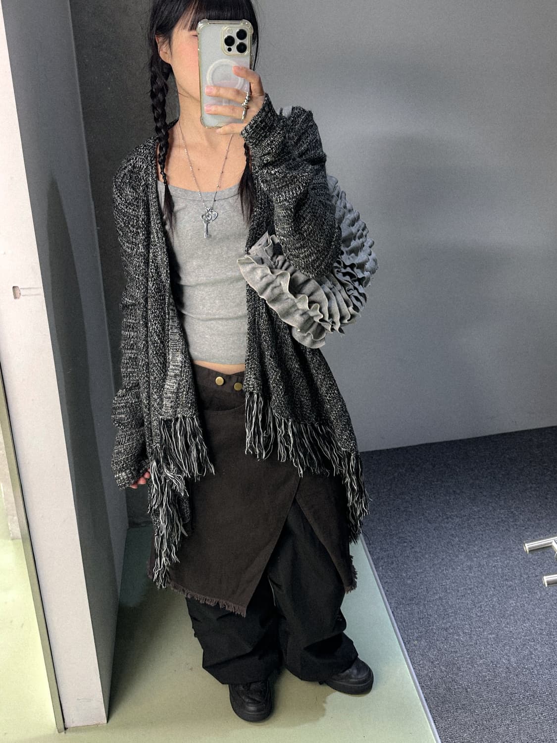 ozoc shawl tassle cardigan 상품이미지1