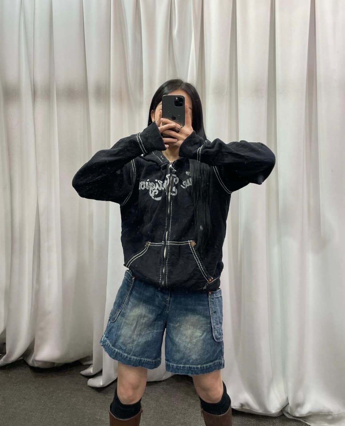 트루릴리젼 블랙 후드집업 상품이미지1