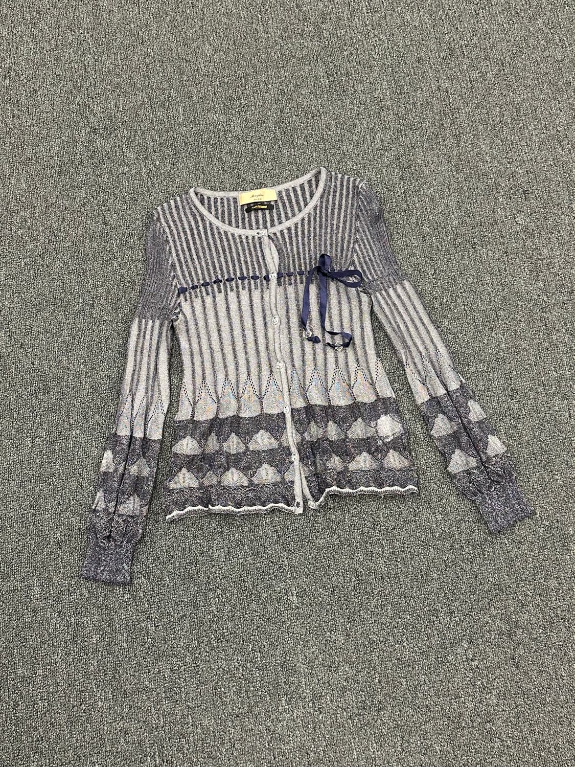 9)Japanese vintage 여성 레이스 패턴 그런지 가디건 상품이미지1