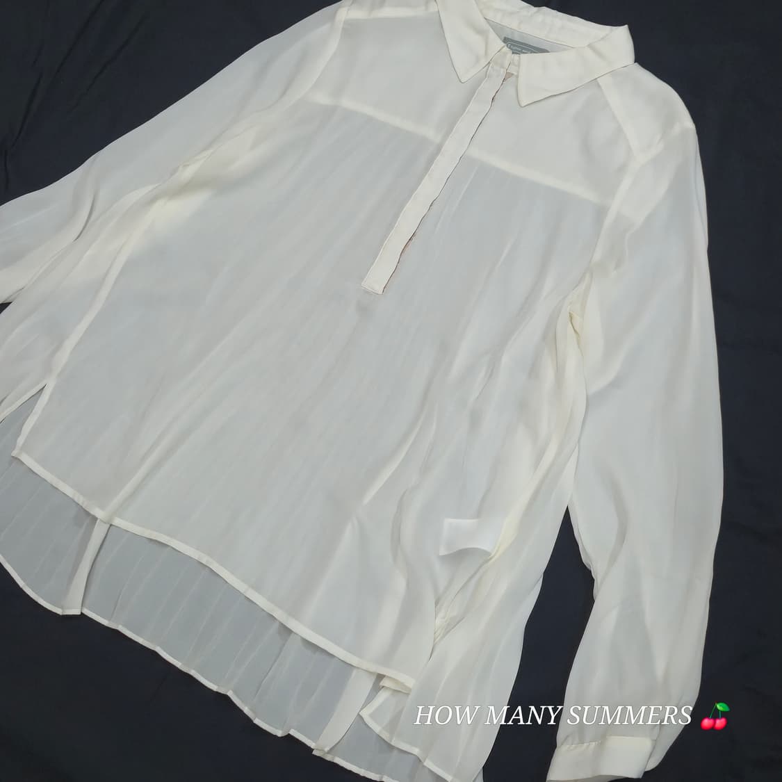 뒷주름 롱 블라우스 시스루 히든버튼 화이트 셔츠 상품이미지1